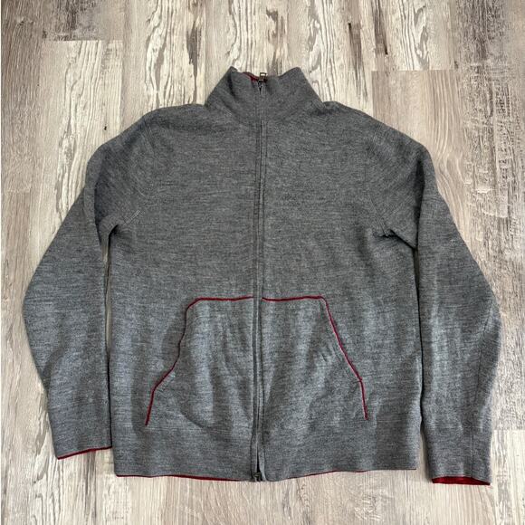 Banana Republic Men’s Gray Wool Blend Full Zip Sweater Jacket Size Large - Picture 1 of 11